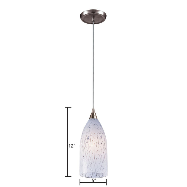 Atlas Verona 5" Wide 1-Light Pendant - Hand-Blown Snow White Glass with Satin Nickel Finish for Modern Spaces CL11703-WH