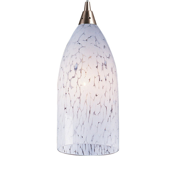 Atlas Verona 5" Wide 1-Light Pendant - Hand-Blown Snow White Glass with Satin Nickel Finish for Modern Spaces CL11703-WH
