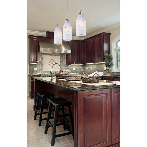Atlas Verona 5" Wide 1-Light Pendant - Hand-Blown Snow White Glass with Satin Nickel Finish for Modern Spaces CL11703-WH