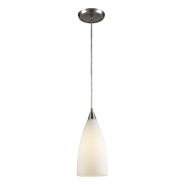 Atlas Vesta Elegant 5-Inch 1-Light Pendant Fixture with Hand-Blown Glass Shade for Modern Interiors Satin Nickel with White Glass CL11704-WH