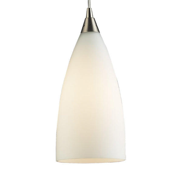 Atlas Vesta Elegant 5-Inch 1-Light Pendant Fixture with Hand-Blown Glass Shade for Modern Interiors Satin Nickel with White Glass CL11704-WH