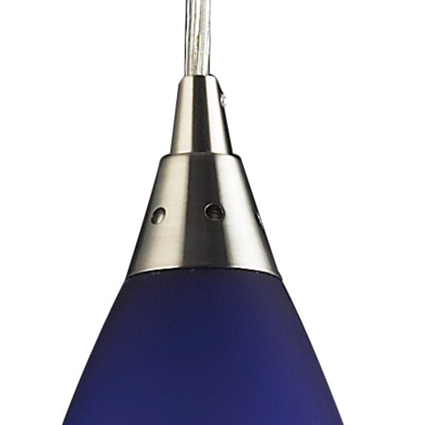 Atlas Vesta Elegant 5-Inch 1-Light Pendant Fixture with Hand-Blown Glass Shade for Modern Interiors Satin Nickel with Blue Glass CL11705-BL2