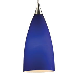 Atlas Vesta Elegant 5-Inch 1-Light Pendant Fixture with Hand-Blown Glass Shade for Modern Interiors Satin Nickel with Blue Glass CL11705-BL2