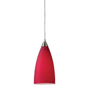 Atlas Vesta Artisan 5'' Wide 1-Light Pendant - Hand-Blown Cardinal Red Glass with Satin Nickel Finish CL11706-RD