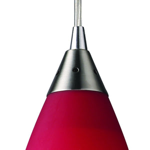 Atlas Vesta Artisan 5'' Wide 1-Light Pendant - Hand-Blown Cardinal Red Glass with Satin Nickel Finish CL11706-RD