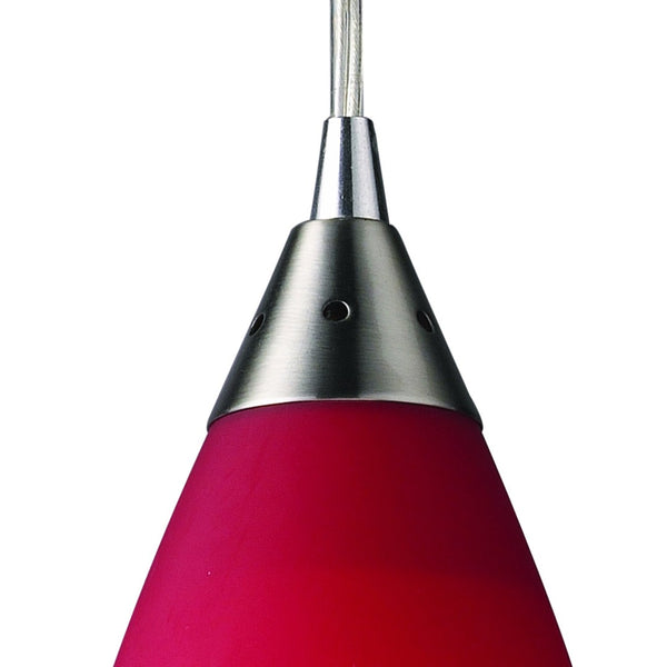 Atlas Vesta Artisan 5'' Wide 1-Light Pendant - Hand-Blown Cardinal Red Glass with Satin Nickel Finish CL11706-RD