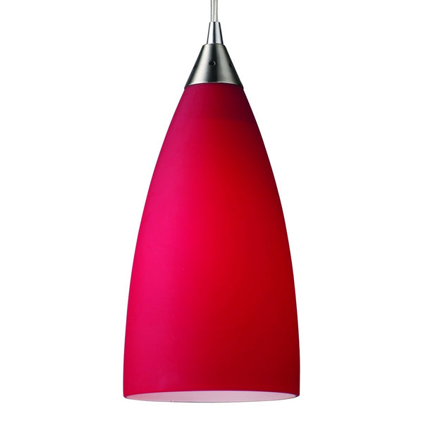 Atlas Vesta Artisan 5'' Wide 1-Light Pendant - Hand-Blown Cardinal Red Glass with Satin Nickel Finish CL11706-RD