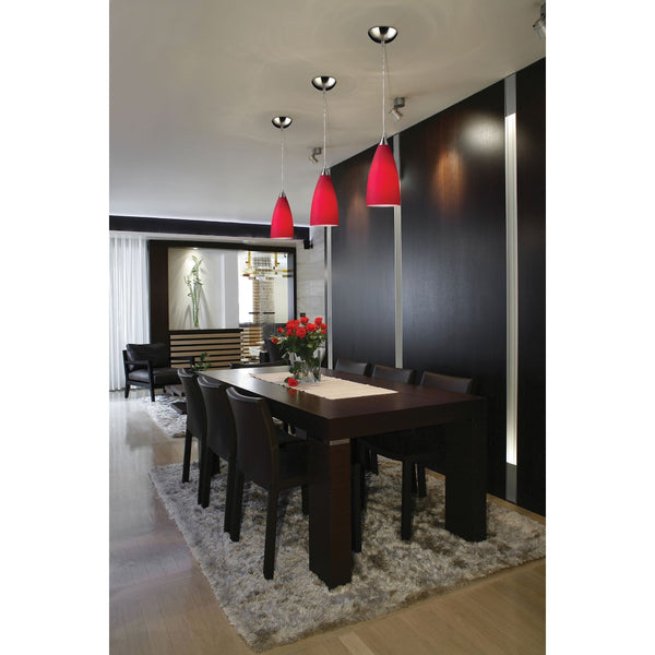 Atlas Vesta Artisan 5'' Wide 1-Light Pendant - Hand-Blown Cardinal Red Glass with Satin Nickel Finish CL11706-RD
