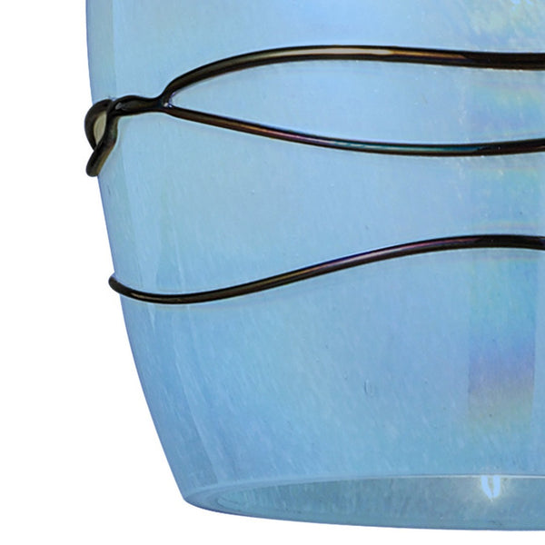 Atlas Vines 5'' Wide 1-Light Pendant - Handcrafted Blue Glass Shade for Elegant Modern Spaces Satin Nickel with Blue Glass CL11707-BL