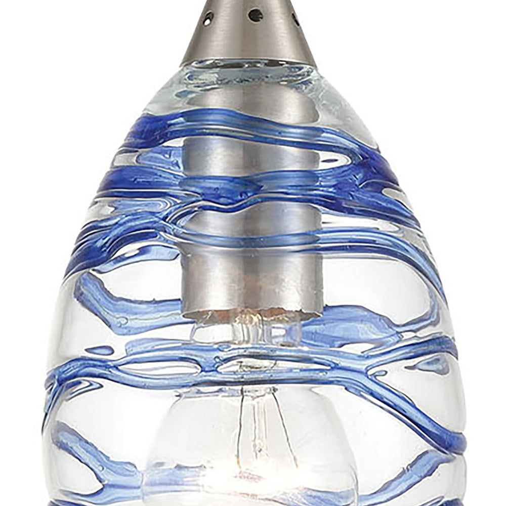 Atlas Vines 5" Wide Handcrafted Pendant - Unique Blue Glass Shade & Satin Nickel Finish for Modern Spaces CL11707-CL