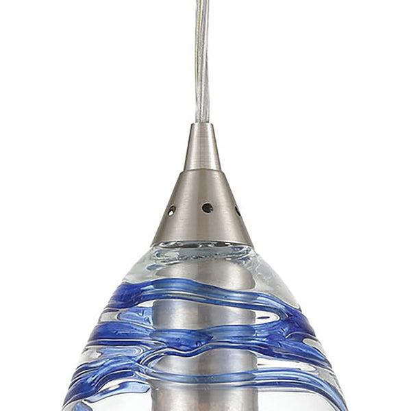 Atlas Vines 5" Wide Handcrafted Pendant - Unique Blue Glass Shade & Satin Nickel Finish for Modern Spaces CL11707-CL