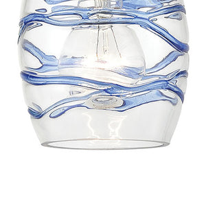 Atlas Vines 5" Wide Handcrafted Pendant - Unique Blue Glass Shade & Satin Nickel Finish for Modern Spaces CL11707-CL