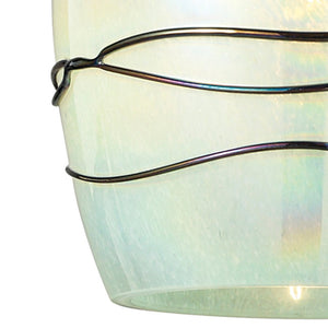 Atlas Vines 5'' Wide 1-Light Pendant - Handcrafted Blue Glass Shade for Elegant Modern Spaces Satin Nickel with Mint Glass CL11707-GN