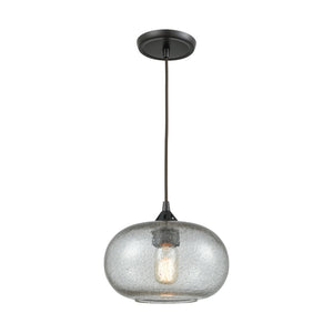 Atlas Volace 10" Wide 1-Light Pendant - Elegant Oil-Rubbed Bronze & Gray Blown Glass for Ambient Lighting CL11711-BZ