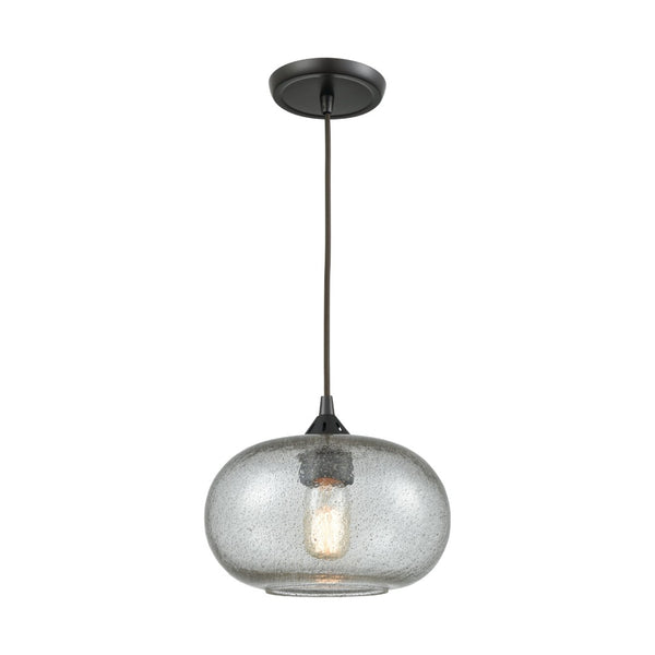 Atlas Volace 10" Wide 1-Light Pendant - Elegant Oil-Rubbed Bronze & Gray Blown Glass for Ambient Lighting CL11711-BZ
