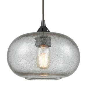 Atlas Volace 10" Wide 1-Light Pendant - Elegant Oil-Rubbed Bronze & Gray Blown Glass for Ambient Lighting CL11711-BZ