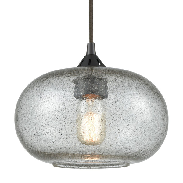 Atlas Volace 10" Wide 1-Light Pendant - Elegant Oil-Rubbed Bronze & Gray Blown Glass for Ambient Lighting CL11711-BZ