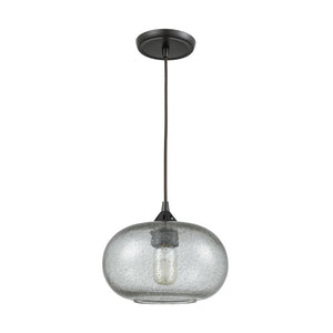 Atlas Volace 10" Wide 1-Light Pendant - Elegant Oil-Rubbed Bronze & Gray Blown Glass for Ambient Lighting CL11711-BZ