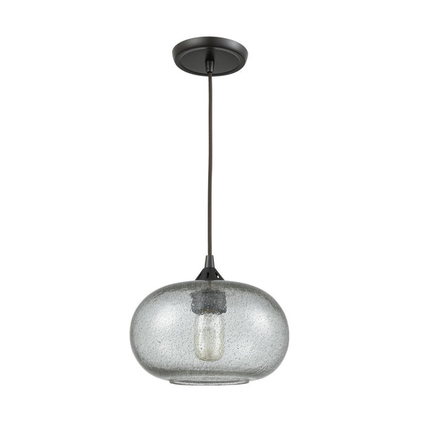 Atlas Volace 10" Wide 1-Light Pendant - Elegant Oil-Rubbed Bronze & Gray Blown Glass for Ambient Lighting CL11711-BZ