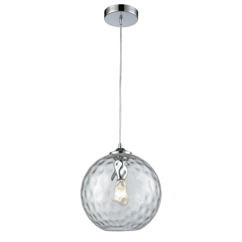 Atlas Watersphere 10" Wide 1-Light Pendant - Artistic Blown Glass Design for Modern Interior Spaces Polished Chrome with Clear CL11713-CL