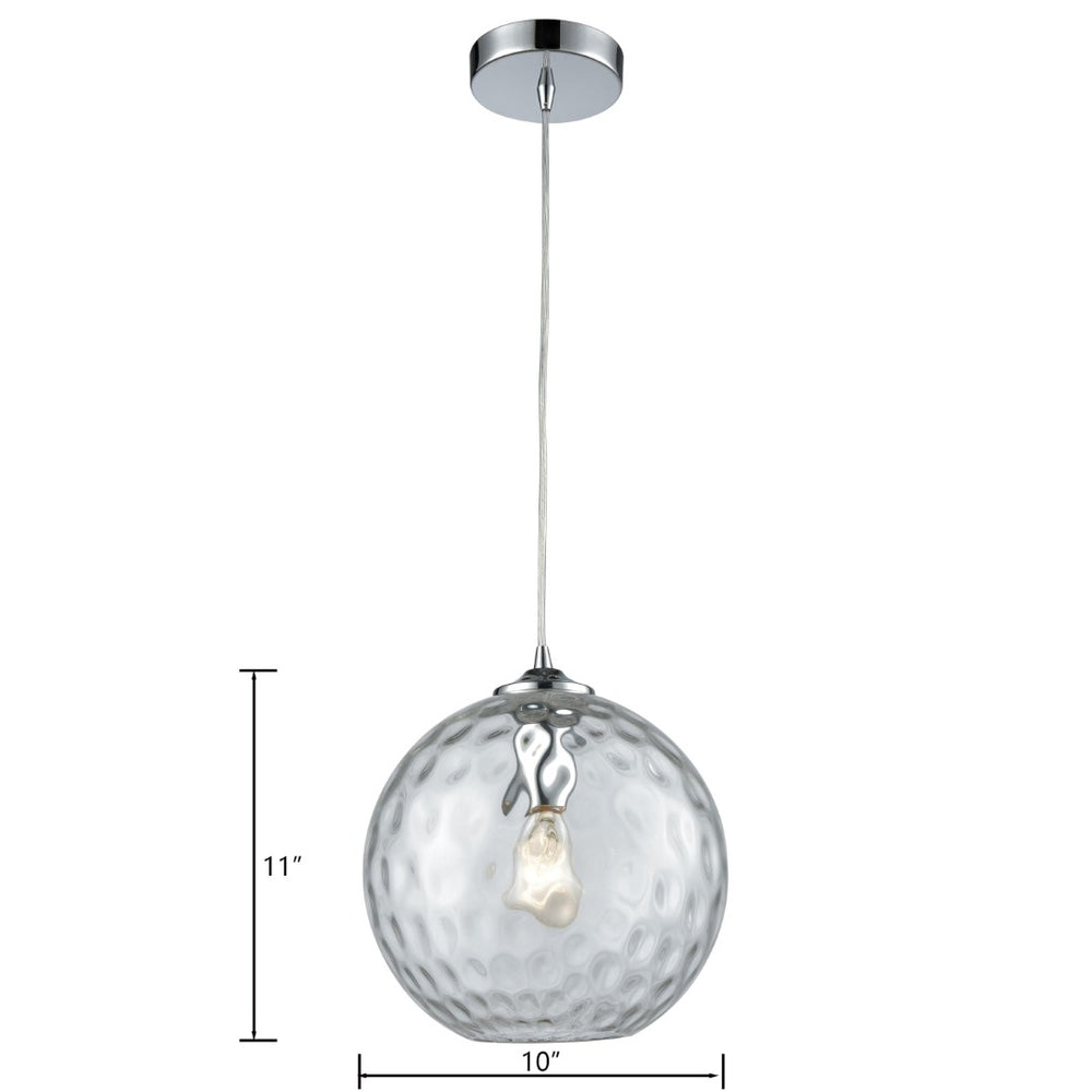 Atlas Watersphere 10" Wide 1-Light Pendant - Artistic Blown Glass Design for Modern Interior Spaces Polished Chrome with Clear CL11713-CL