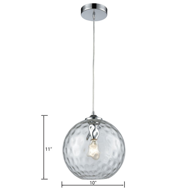 Atlas Watersphere 10" Wide 1-Light Pendant - Artistic Blown Glass Design for Modern Interior Spaces Polished Chrome with Clear CL11713-CL