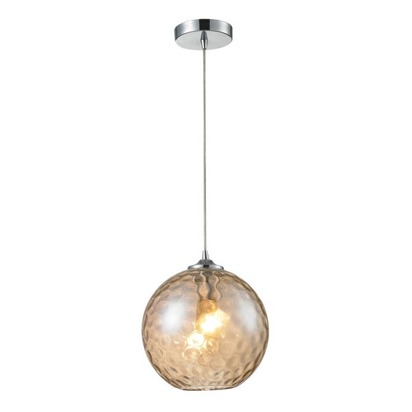 Atlas Watersphere 10" Wide 1-Light Pendant - Artistic Blown Glass Design for Modern Interior Spaces Polished Chrome with Amber CL11714-GD
