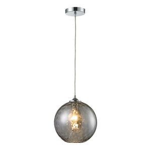 Atlas Watersphere 10" Wide 1-Light Pendant - Artistic Blown Glass Design for Modern Interior Spaces Polished Chrome with Smoke CL11715-GY