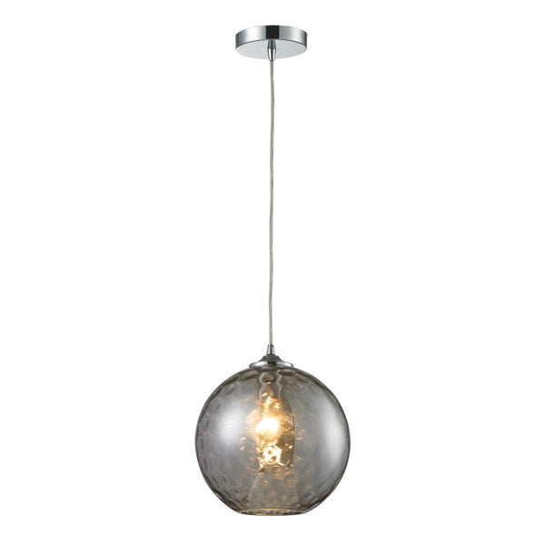 Atlas Watersphere 10" Wide 1-Light Pendant - Artistic Blown Glass Design for Modern Interior Spaces Polished Chrome with Smoke CL11715-GY