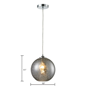 Atlas Watersphere 10" Wide 1-Light Pendant - Artistic Blown Glass Design for Modern Interior Spaces Polished Chrome with Smoke CL11715-GY