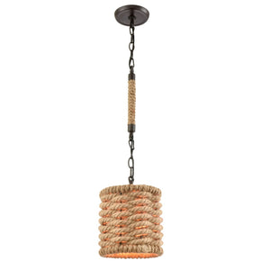 Atlas Weaverton 8'' Wide Mini Pendant Light - Rustic Rope Accent with Oil Rubbed Bronze Finish for Indoors CL11716-NA