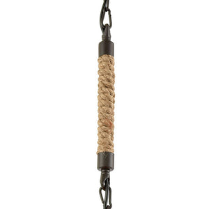 Atlas Weaverton 8'' Wide Mini Pendant Light - Rustic Rope Accent with Oil Rubbed Bronze Finish for Indoors CL11716-NA