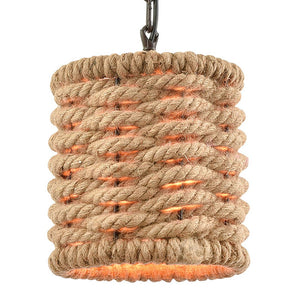 Atlas Weaverton 8'' Wide Mini Pendant Light - Rustic Rope Accent with Oil Rubbed Bronze Finish for Indoors CL11716-NA