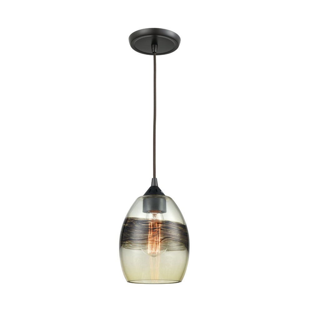 Atlas Whisp 6'' Wide Mini Pendant Light - Artisan Blown Glass & Oil Rubbed Bronze for Modern Spaces CL11718-GD