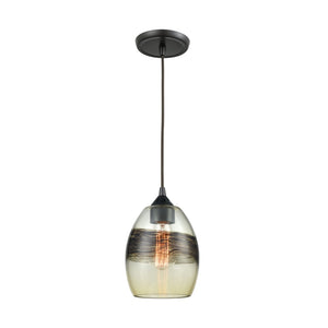 Atlas Whisp 6'' Wide Mini Pendant Light - Artisan Blown Glass & Oil Rubbed Bronze for Modern Spaces CL11718-GD