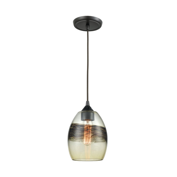 Atlas Whisp 6'' Wide Mini Pendant Light - Artisan Blown Glass & Oil Rubbed Bronze for Modern Spaces CL11718-GD