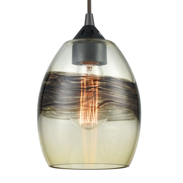 Atlas Whisp 6'' Wide Mini Pendant Light - Artisan Blown Glass & Oil Rubbed Bronze for Modern Spaces CL11718-GD