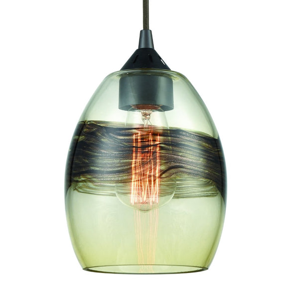 Atlas Whisp 6'' Wide Mini Pendant Light - Artisan Blown Glass & Oil Rubbed Bronze for Modern Spaces CL11718-GD