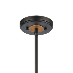 Atlas Woodbridge 10" Wide Mini Pendant Light - Elegant Matte Black & Weathered Oak for Timeless Style CL11722-BK