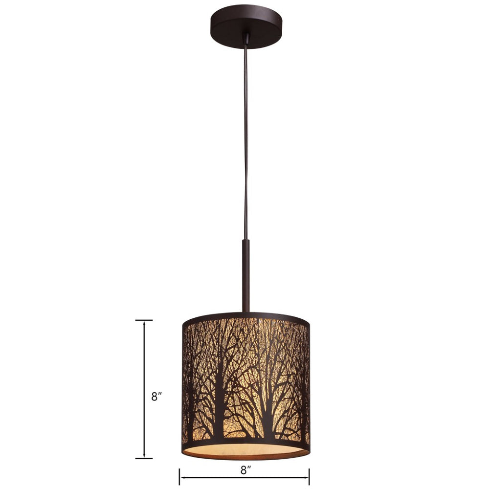 Atlas Woodland Sunrise 1-Light Mini Pendant in Aged Bronze - Nature-Inspired Design for Cozy Ambiance CL11723-BZ