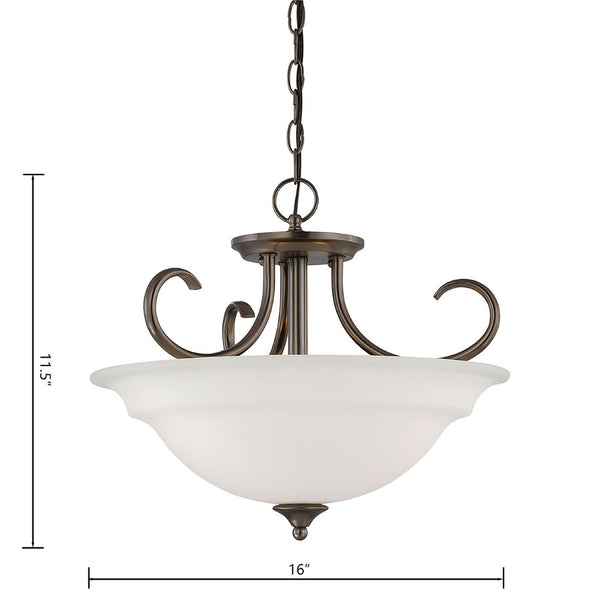 Atlas Bella 16" Wide 3-Light Pendant in Oiled Bronze - Charming Dome Shades for Timeless Elegance & Warmth CL11725-BZ