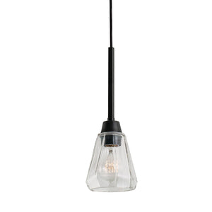Atlas Arctic 1-Light Pendant - Modern Geometric Design with Faceted Glass Shade for Stunning Interiors Acid Dipped Black CL11728-BK