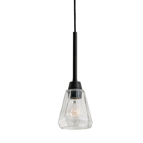 Atlas Arctic 1-Light Pendant - Modern Geometric Design with Faceted Glass Shade for Stunning Interiors Acid Dipped Black CL11728-BK