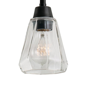 Atlas Arctic 1-Light Pendant - Modern Geometric Design with Faceted Glass Shade for Stunning Interiors Acid Dipped Black CL11728-BK