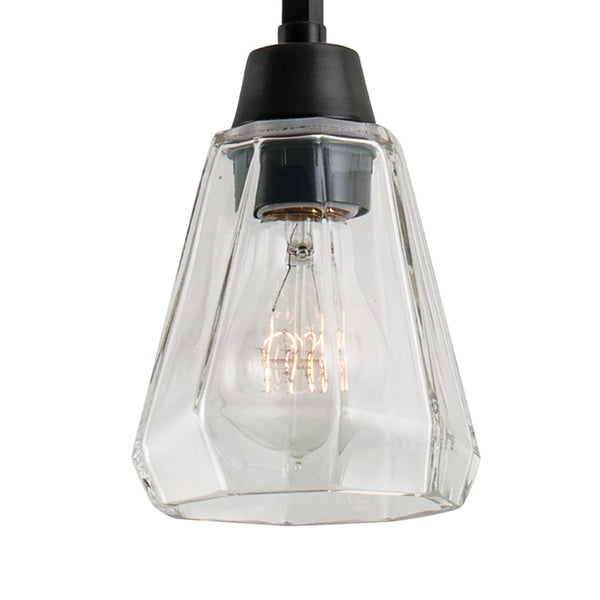 Atlas Arctic 1-Light Pendant - Modern Geometric Design with Faceted Glass Shade for Stunning Interiors Acid Dipped Black CL11728-BK
