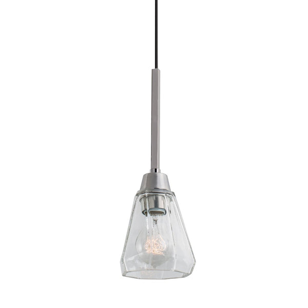 Atlas Arctic 1-Light Pendant - Modern Geometric Design with Faceted Glass Shade for Stunning Interiors Polished Nickel CL11728-NK