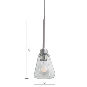 Atlas Arctic 1-Light Pendant - Modern Geometric Design with Faceted Glass Shade for Stunning Interiors Polished Nickel CL11728-NK