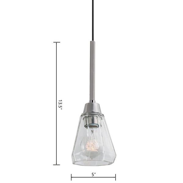 Atlas Arctic 1-Light Pendant - Modern Geometric Design with Faceted Glass Shade for Stunning Interiors Polished Nickel CL11728-NK