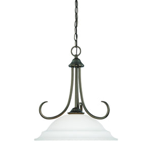 Atlas Bella 16" Wide Elegant Pendant Light with White Glass Shade for Dining, Entryway, and Kitchen Spaces Oiled Bronze CL11729-BZ