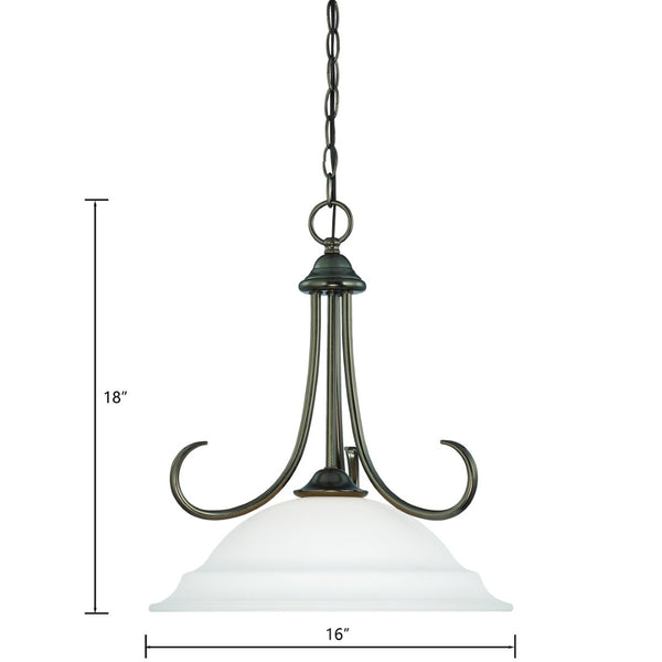 Atlas Bella 16" Wide Elegant Pendant Light with White Glass Shade for Dining, Entryway, and Kitchen Spaces Oiled Bronze CL11729-BZ
